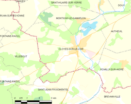 Mapa obce Cloyes-sur-le-Loir