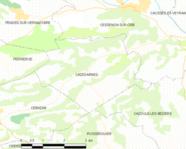 Mapa obce Cazedarnes