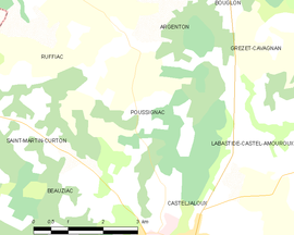 Mapa obce Poussignac