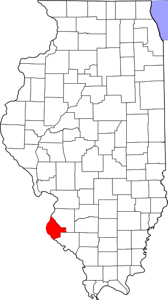 Location of Monroe County in Illinois Map of Illinois highlighting Monroe County.svg