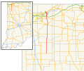 This is a map of the US state of Indiana which shows the route of State Road 49.