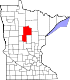 Harta statului Minnesota indicând comitatul Cass