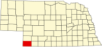 Map of Nebraska highlighting Dundy County