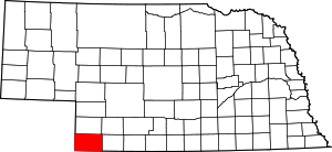 Map of Nebraska highlighting Dundy County