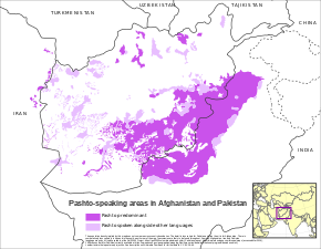 파슈토어 화자 지도   언어 우세 지역   다중 언어 지역