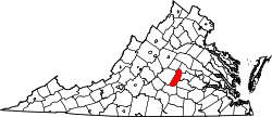 map of Virginia highlighting Cumberland County