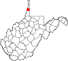 標示出俄亥俄县位置的地圖