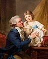 Marcello Bacciarelli - Portret Michała Jerzego Mniszcha z córką Elżbietą i psem Kiopkiem 1795.jpg