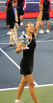 Marija Šarapova dopo la vittoria agli US Open 2006.