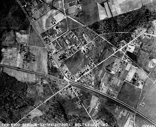 Aerial view of Beltsville, 1943