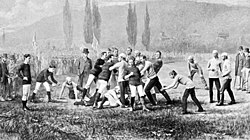 The Harvard v McGill game of 1874 McGill v harvard football game 1874.jpg