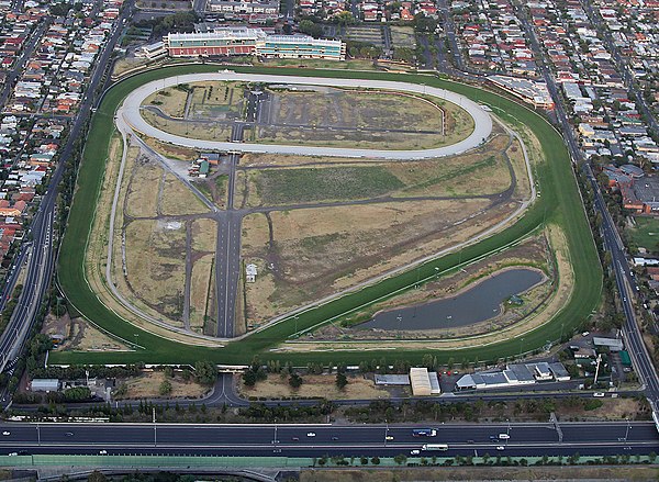 Aerial view of the Moonee Valley Racecourse