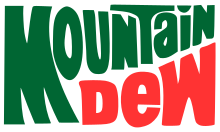 The Mountain Dew logo used from 1969 to 1996 was also used on Mountain Dew Throwback when it was introduced in 2009 and was later used on special glass bottles of the drink. MountainDew-70s.svg