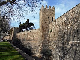 Raval wall, with the Portal de Santa Madrona (14th-15th centuries). Muralla Raval.JPG