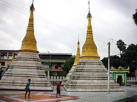 Pagodas by Buddhist temple in Myawaddy