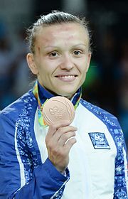 Nataliya Synyshyn at the 2016 Summer Olympics awarding ceremony 6.jpg