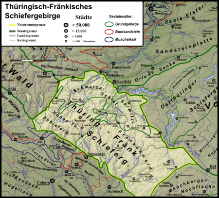 Naturraumkarte Thueringisch Fraenkisches Schiefergebirge