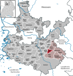 Läget för Neidenstein i Rhein-Neckar-Kreis