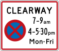 (R6-12.2) Clearway (No Stopping) (with two peak times)