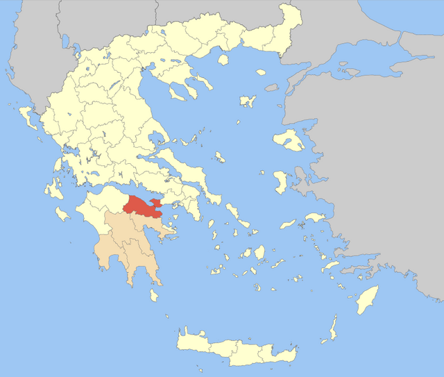 ペロポネソス地方におけるコリンティア県の位置
