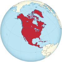 Lage Nord- und Mittelamerikas auf einer Weltkarte