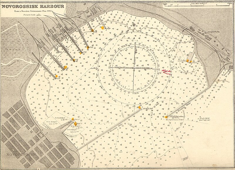 File:Novorossisk Harbour Cropped from Admiralty Chart No 162 Novorossisk Bay, Published 1902, New Edition 1919.jpg