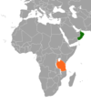 Location map for Oman and Tanzania.