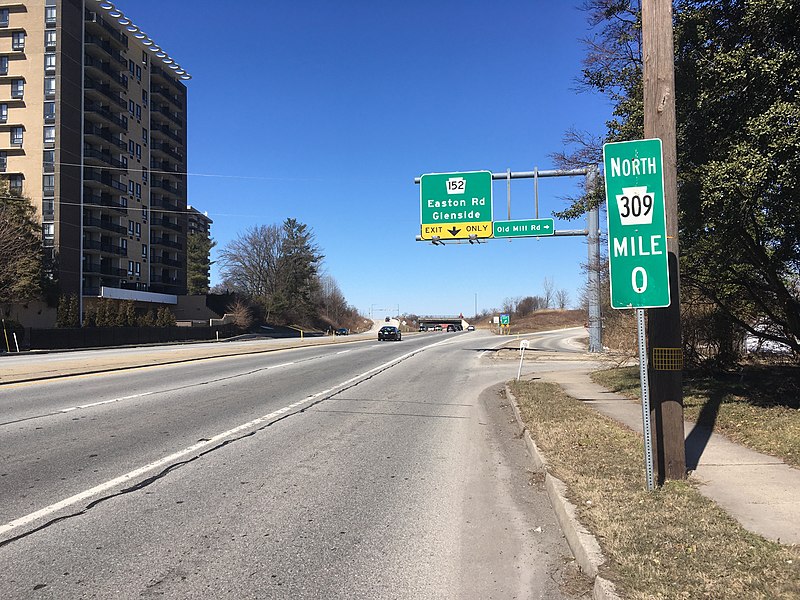 File:PA 309 NB at PA 152 Easton Road exit.jpeg