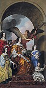 Deel van de triomfstoet: Amalia van Solms met haar dochters als toeschouwers van de triomf van Frederik Hendrik (Gerard van Honthorst)
