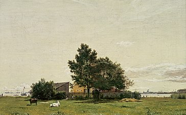 Christen Købke: Parti i nærheden af Kalkbrænderiet med udsigt mod København, 1836