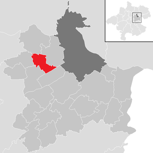 Lage der Gemeinde Pasching im Bezirk Linz-Land (anklickbare Karte)