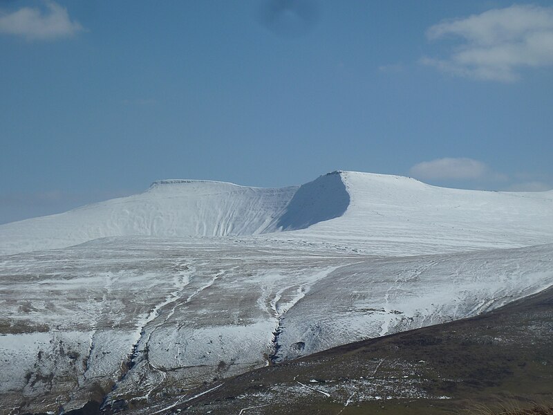 File:Pen y Fan and Corn Du in snow, from across the valley.jpg