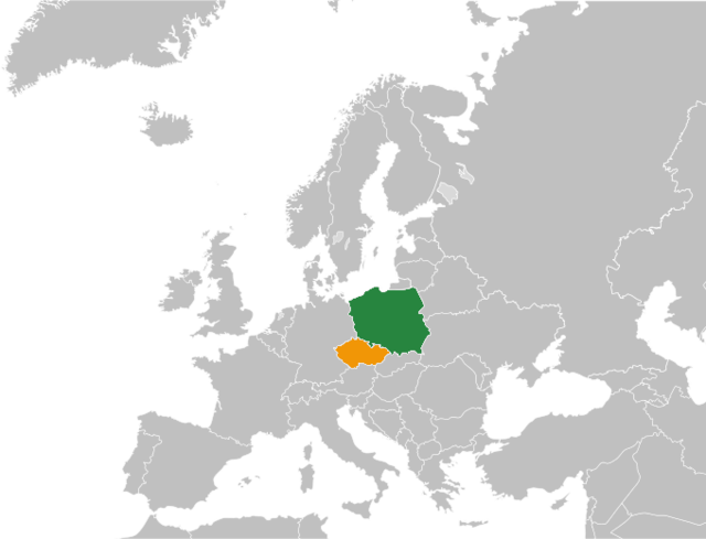 Česko a Polsko na mapě Evropy