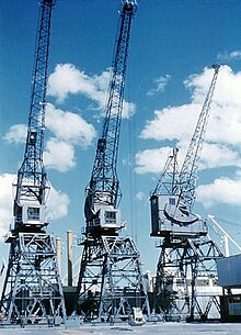 Cranes on Jellicoe Wharf in 1960 Ports of Auckland Jellicoe Cranes.jpg