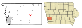 Pottawattamie County Iowa Incorporated and Unincorporated areas Oakland Highlighted.svg