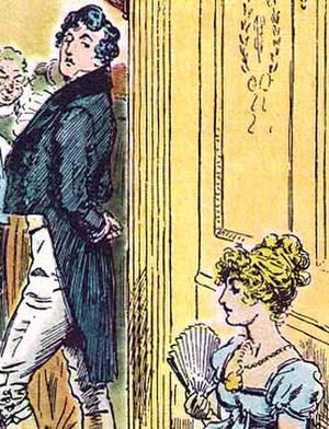 Mr. Darcy and Elizabeth Bennet by C. E. Brock (1895) "She is tolerable, but not handsome enough to tempt me."