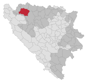 Lage der Gemeinde Prijedor in Bosnien und Herzegowina (anklickbare Karte)