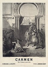 Plakat zur Uraufführung von Carmen 1875