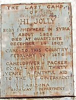 Plaque on the Hi Jolly Monument Quartzsite-A-Hi Jolly Monument-1903-3.jpg