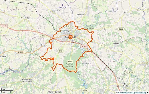 Kolorowa mapa przedstawiająca granice gminy.