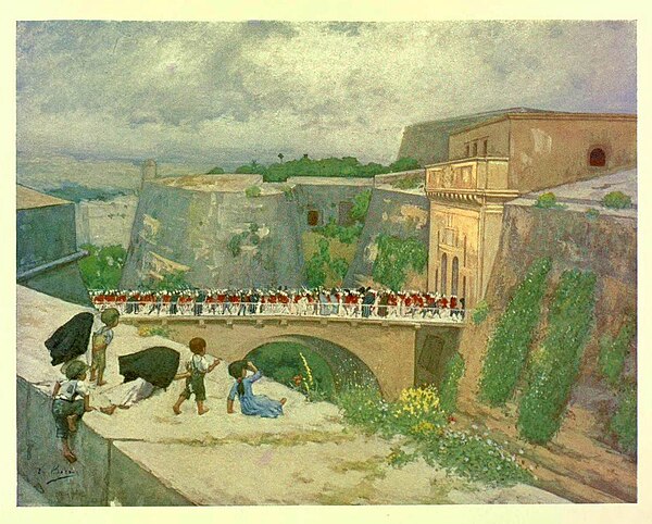 1910 painting of the bridge leading to City Gate