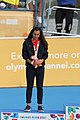 Deutsch: Badminton bei den Olympischen Jugendspielen 2018; Tag 2, 8. Oktober 2018; Siegerehrung Mädchen English: Roller speed skating at the 2018 Summer Youth Olympics; day 2, 8 October 2018 – Girls Victory Ceremony