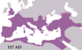 Roman empire at its maximal extent (117 AD)