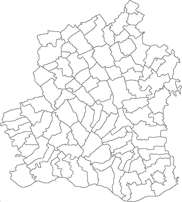 Mapa konturowa okręgu Teleorman, blisko dolnej krawiędzi po prawej znajduje się punkt z opisem „Zimnicea”