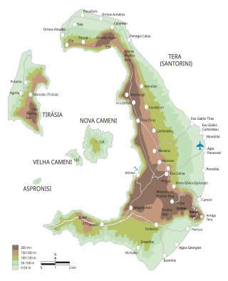 Mapa topográfico de Santorini