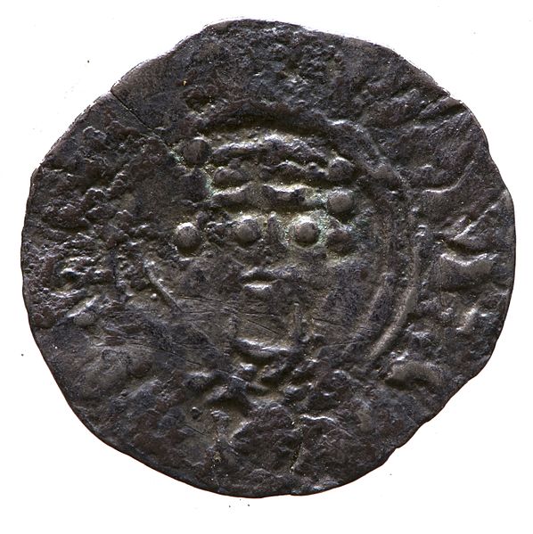 Silver penny of William II showing a crowned head facing forward (1089), Yorkshire Museum, York