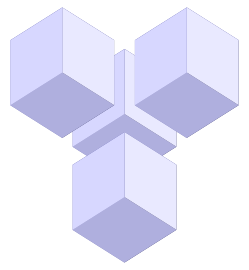 第七片，或稱為P：V型的三立方體平放，另一個立方體放在轉折的立方體上方的第一個，有立體對稱性。