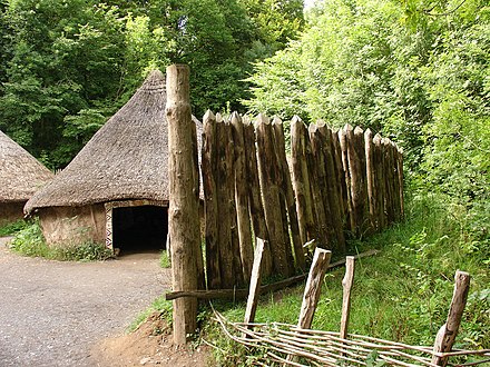 Reconstruction of a palisade in a Celtic village at St Fagans National History Museum, Wales