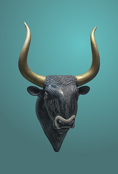 Rhyton in the form of a bull's head (horns restored)