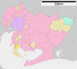 Taketoyo okulunun Aichi Prefecture şehrindeki konumu